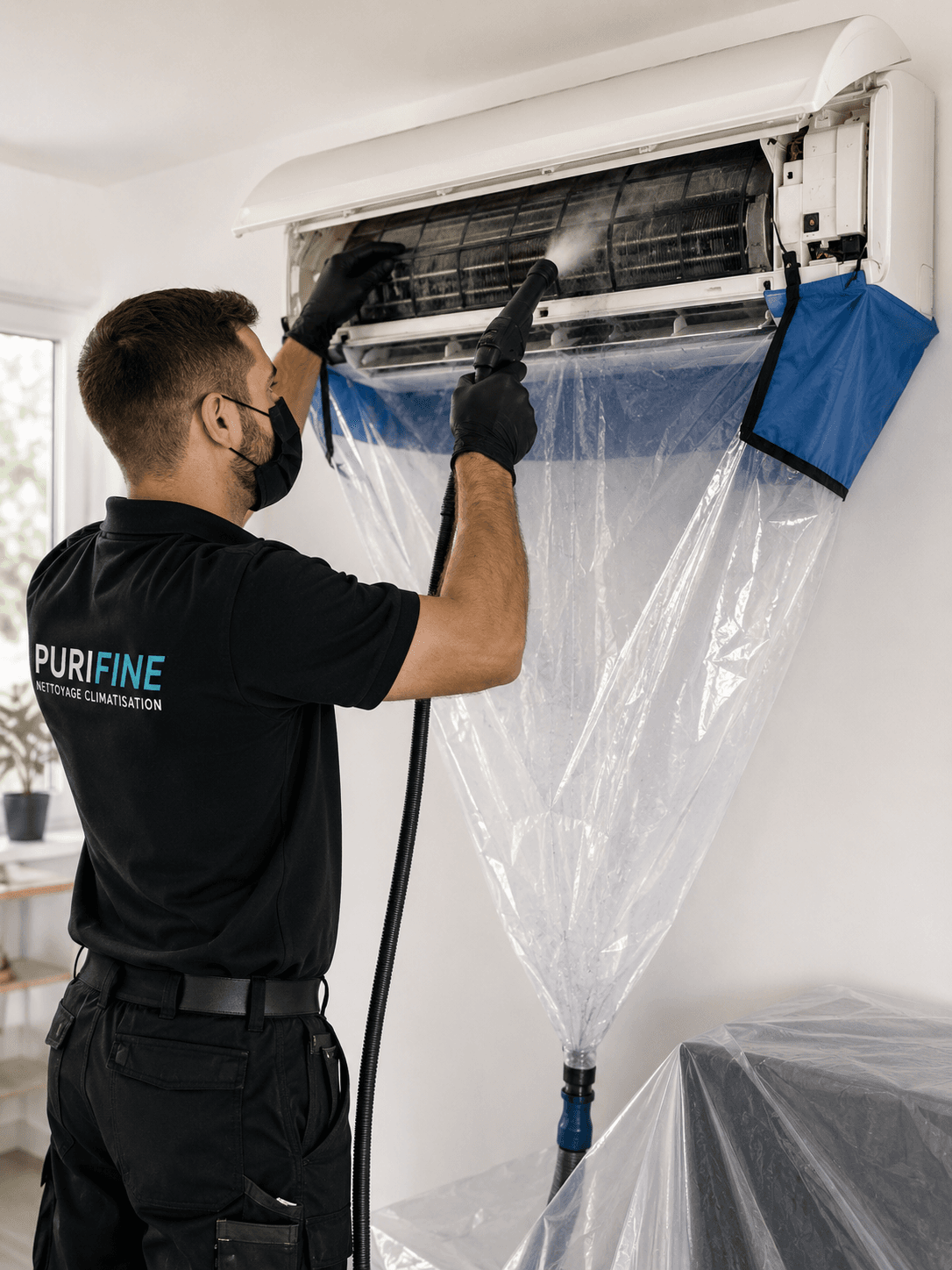 Illustration d’une protection installée autour d’une climatisation